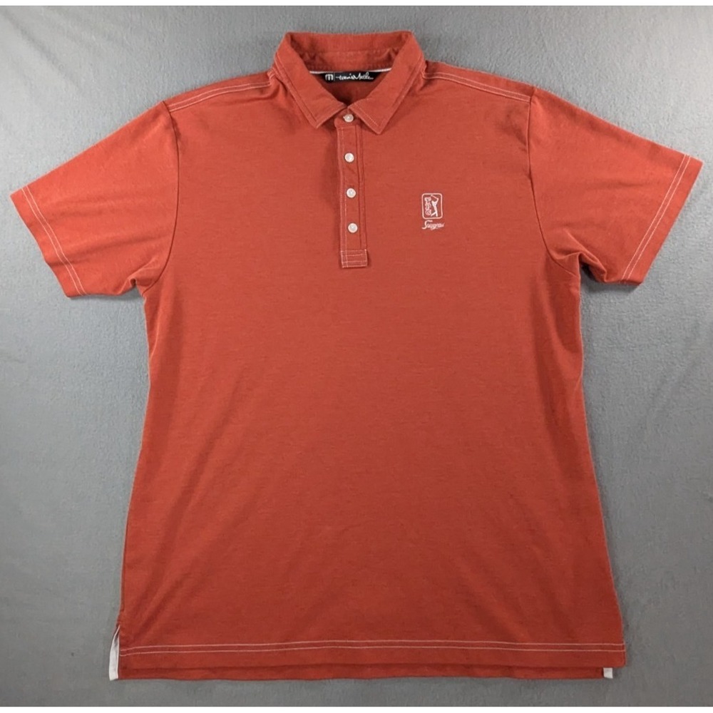 Travis Mathew TPC Sawgrass Golf Polo Shirt Orange Pima Cotton Blend Men's L